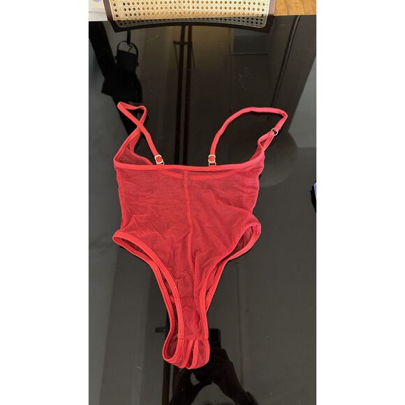 MarieMur Red Mesh Crotchless Panties - Picture 2 of 4